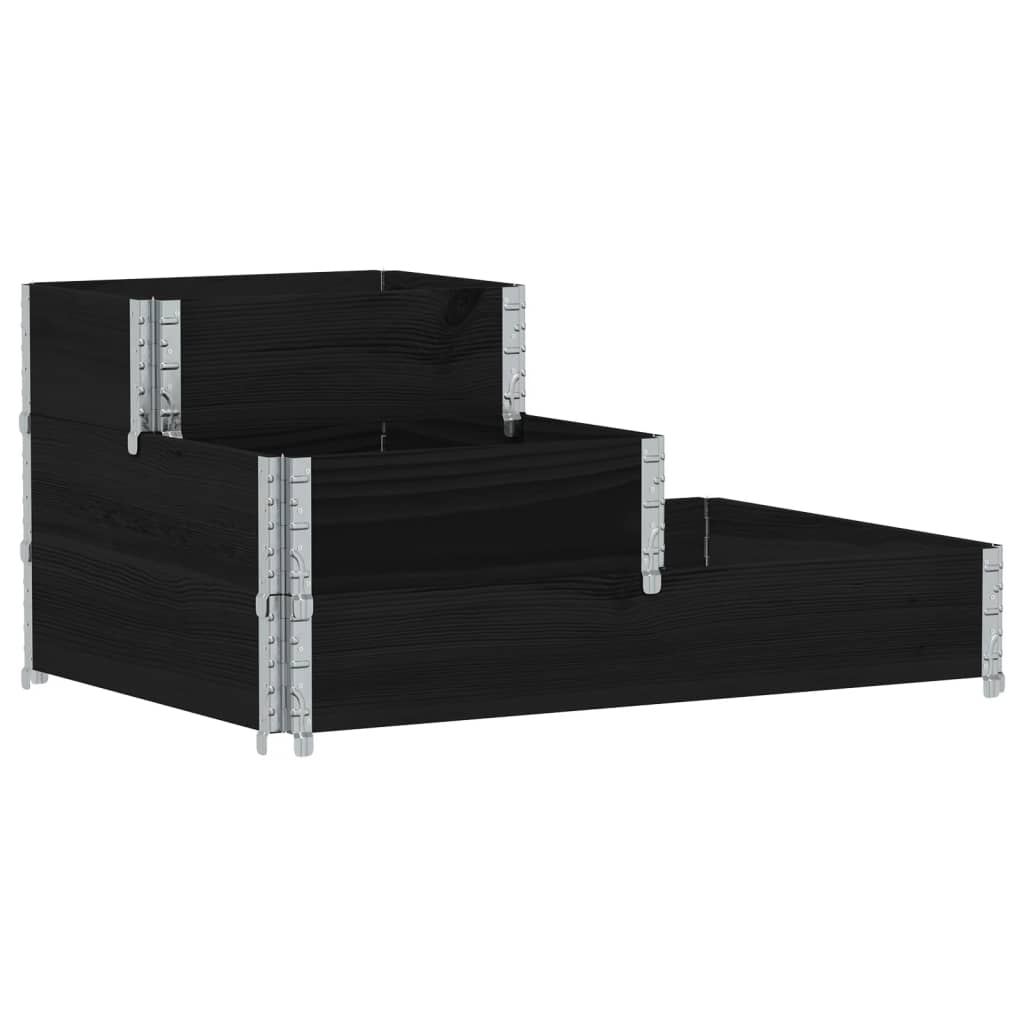 Arriate Elevado De 3 Niveles Madera Maciza Pino Negro 120x80 Cm_0