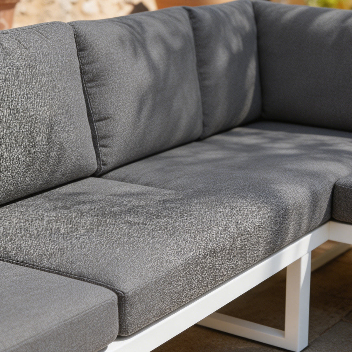 Muebles De Jardín Outsunny Metal, Texteline Gris Claro Y Blanco 120x59.5x62.5 Cm_3