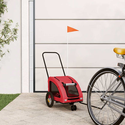 Remolque De Bicicleta Mascotas Hierro Tela Oxford Rojo_1