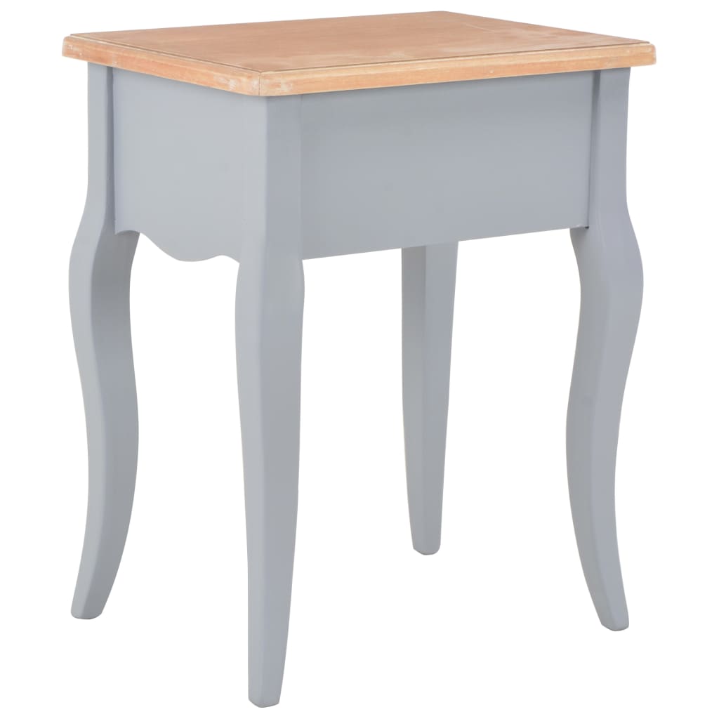 Mesita De Noche Madera Maciza De Pino Gris Y Marrón 40x30x50 Cm_3