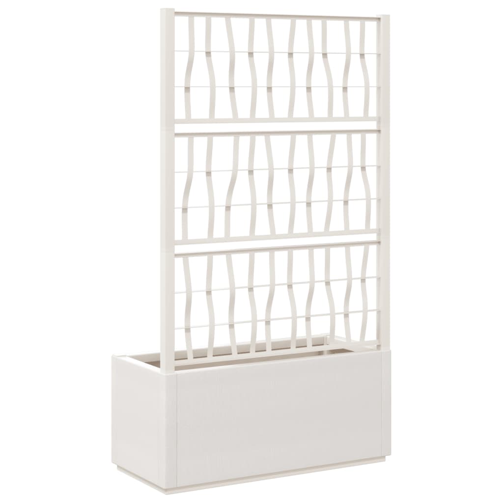 Jardinera Con Enrejado Pp Blanco 80x36x140 Cm_4
