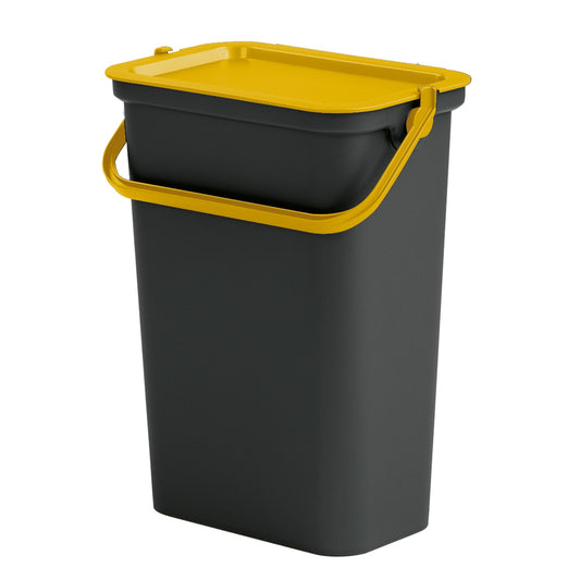 Papelera moda 10l Con Asa (cubo Negro-tapa Ámbar)