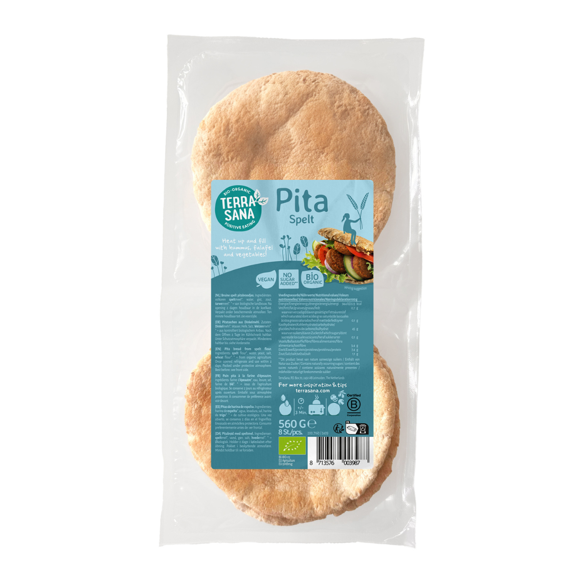 Pão Pita Integral de Espelta Terrasana 560 g