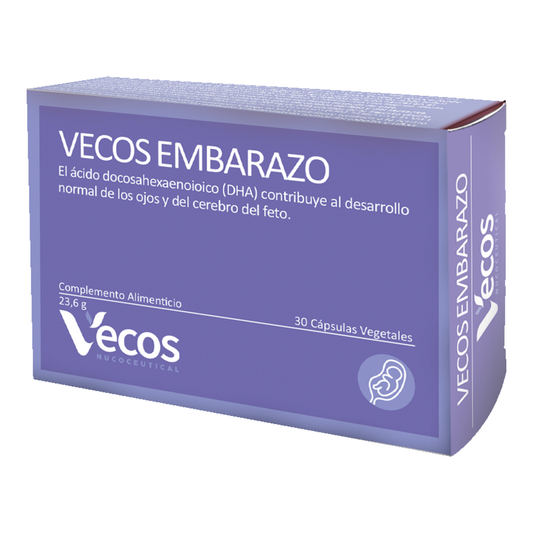 Vecos Embarazo VECOS 30 cápsulas | Desarrollo del Bebé | Fórmula Prenatal | DHA + Folato + Yodo_0