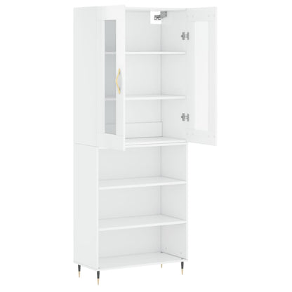 Aparador Alto Madera Contrachapada Blanco Brillo 69,5x34x180 Cm_3