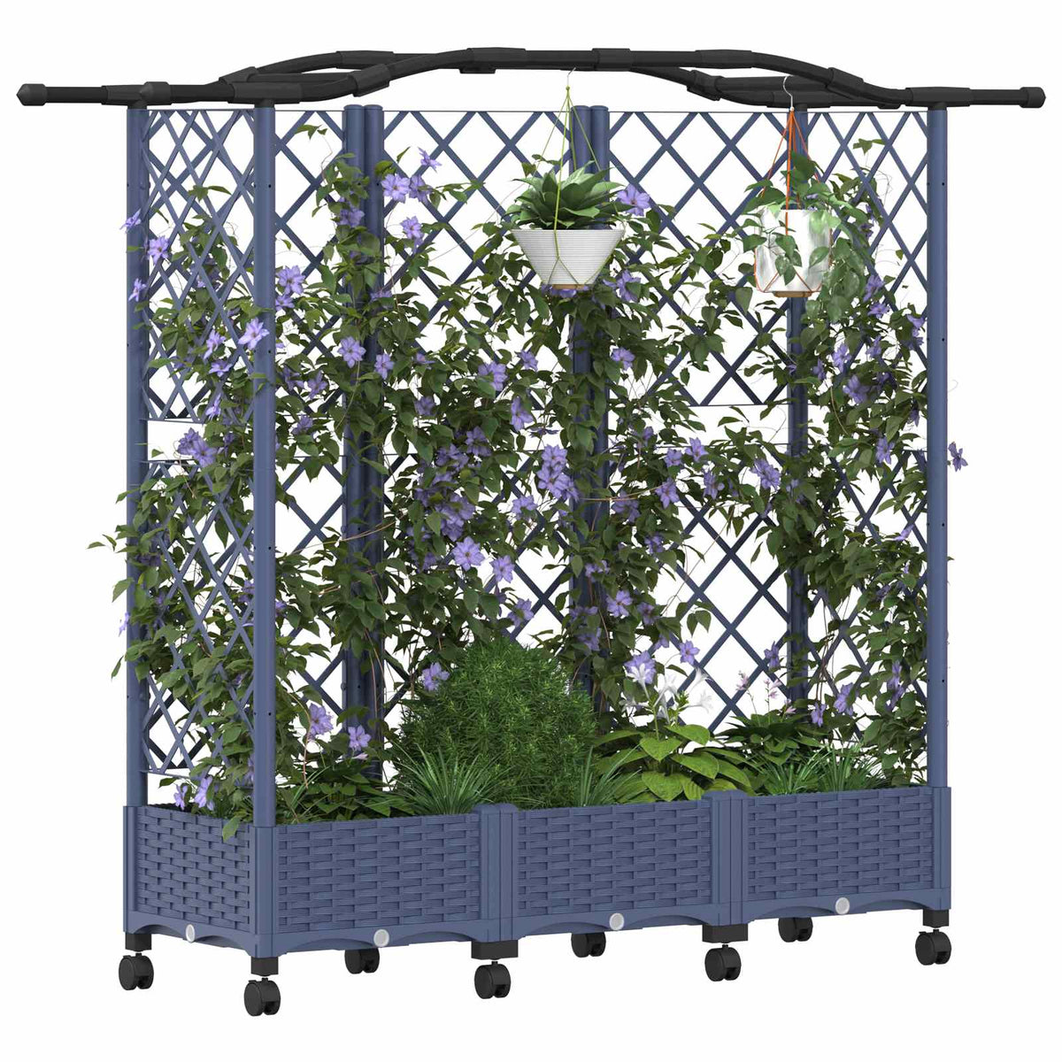 Cama Elevada Con Trellis Y Techo Gris 163 X 40 X 129 Cm Pp_2
