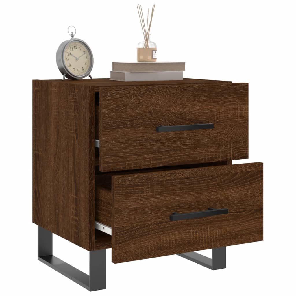 Mesita Noche 2 Uds Madera Ingeniería Marrón Roble 40x35x47,5 Cm_2