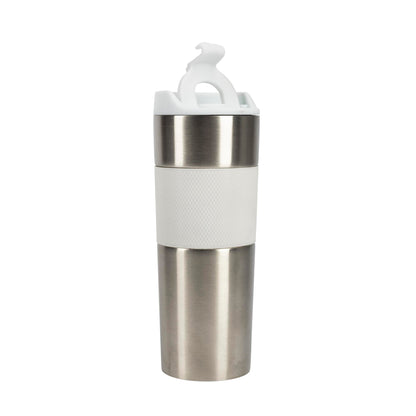 Taza De Viaje 460ml Lovers En Acero Inoxidable Y Silicona Blanco Bergner_0