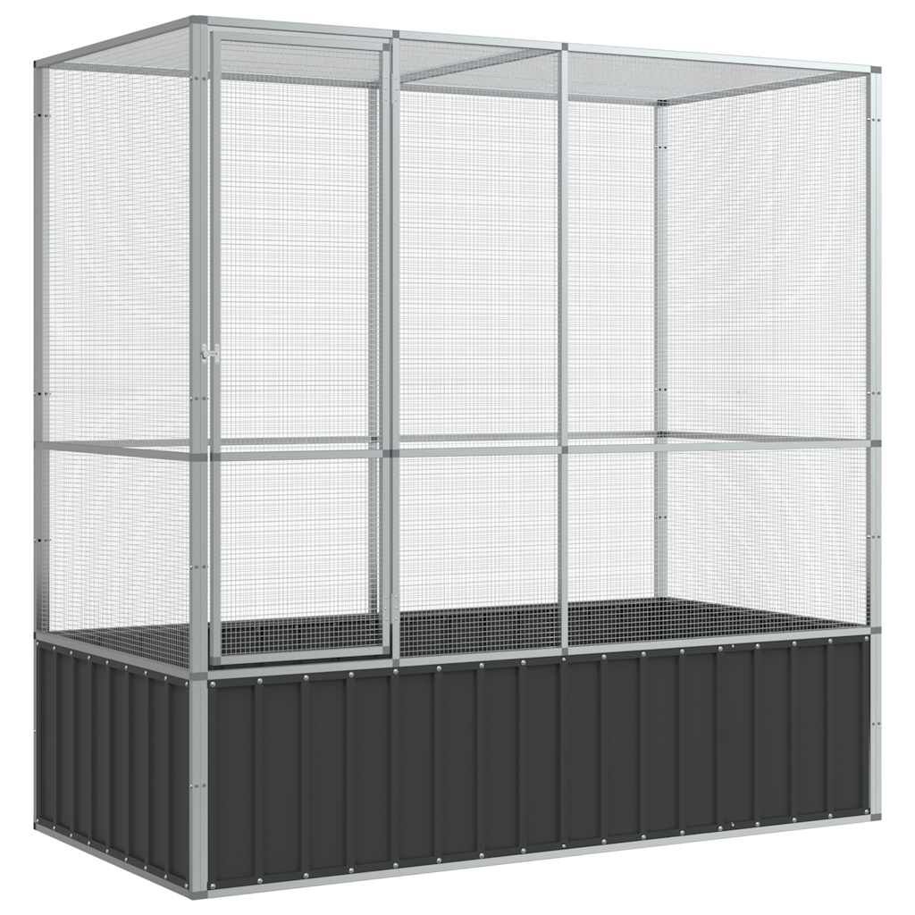 Vidaxl Pajarera De Acero Color Plateado 210,5x107x212 M_0