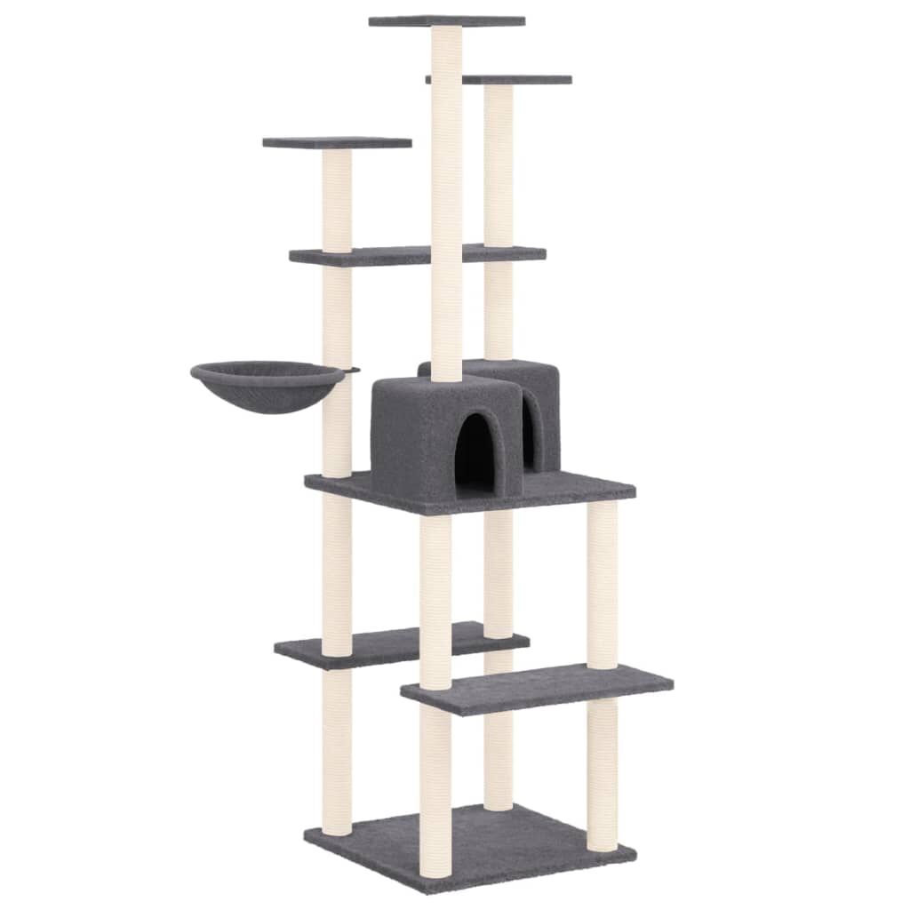 Vidaxl Rascador Para Gatos Con Postes De Sisal Gris Oscuro 167 Cm_0