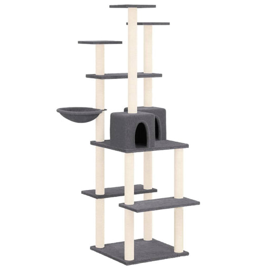 Vidaxl Rascador Para Gatos Con Postes De Sisal Gris Oscuro 167 Cm_0