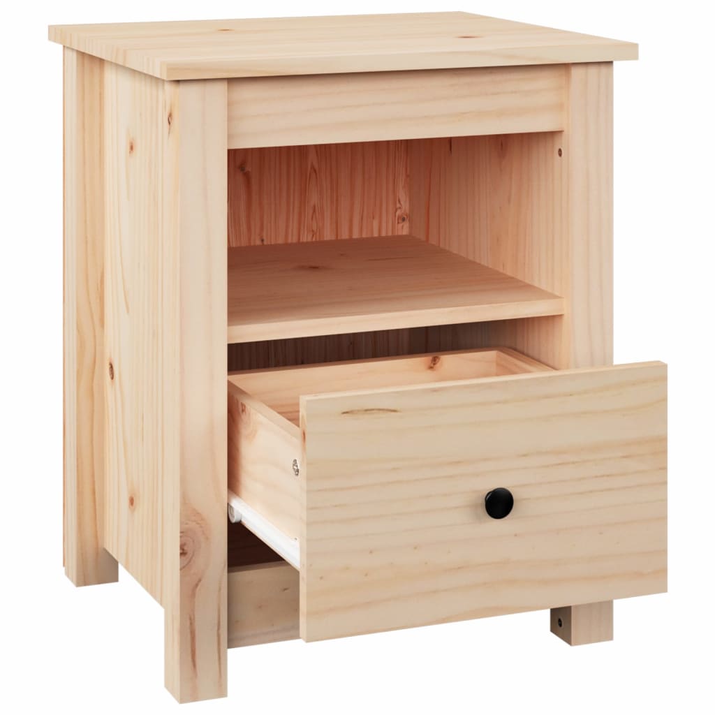 Mesita De Noche Madera Maciza De Pino 40x35x49 Cm_3