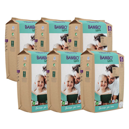 Fraldas Bambo Nature Baby Tamanho 6-16+kg (Embalagem de 6 x 20 unidades)