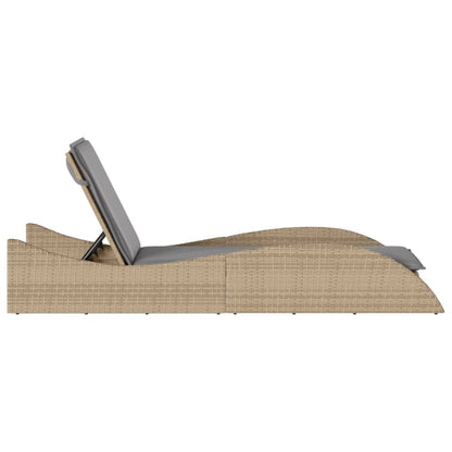Tumbona Con Cojín Ratán Sintético Beige 60x205x73 Cm / Vetonek_1