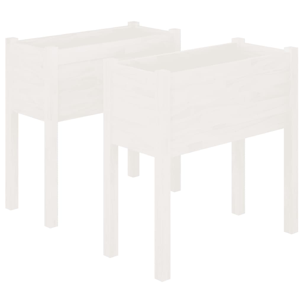 Jardineras 2 Uds Madera Maciza De Pino Blanco 70x31x70 Cm_0