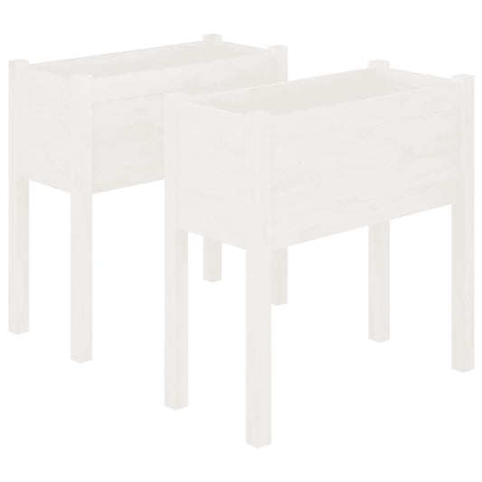 Jardineras 2 Uds Madera Maciza De Pino Blanco 70x31x70 Cm_0
