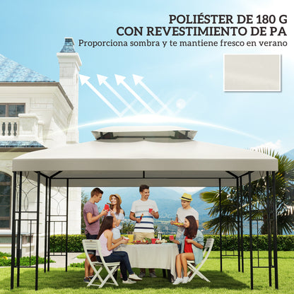 Outsunny Techo De Repuesto 4x3 M Para Cenador Jardín Exterior 2 Niveles Crema_5