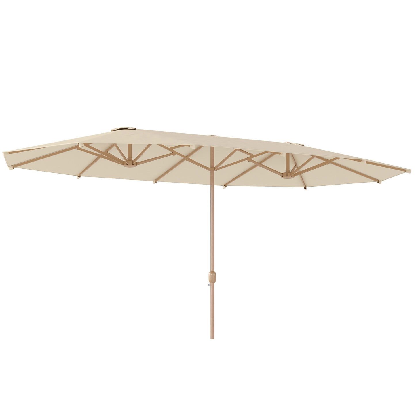 Outsunny Sombrilla Doble 4,6x2,7 M Con Manivela Resistente Al Agua Crema_0