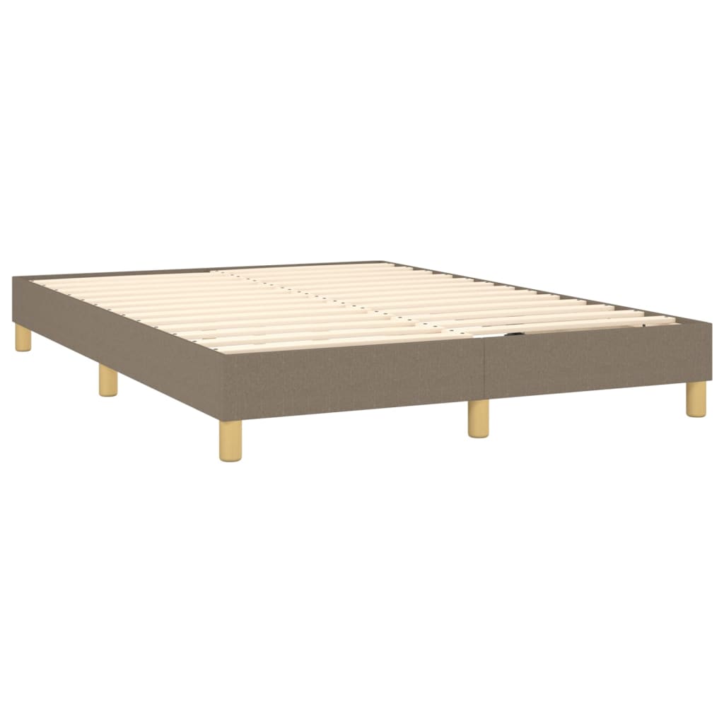 Cama Box Spring Colchón Y Luces Led Tela Gris Taupe 140x190 Cm / Vetonek_2