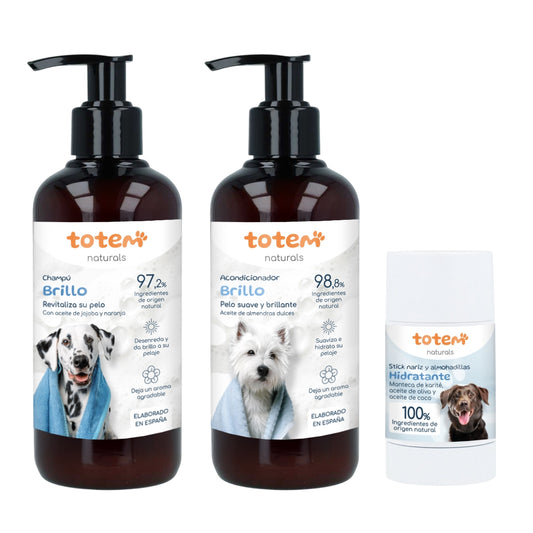 Totem Naturals Dog Hydration Pack: Stick Nose and Pads + Champô 250 ml + Condicionador 250 ml
