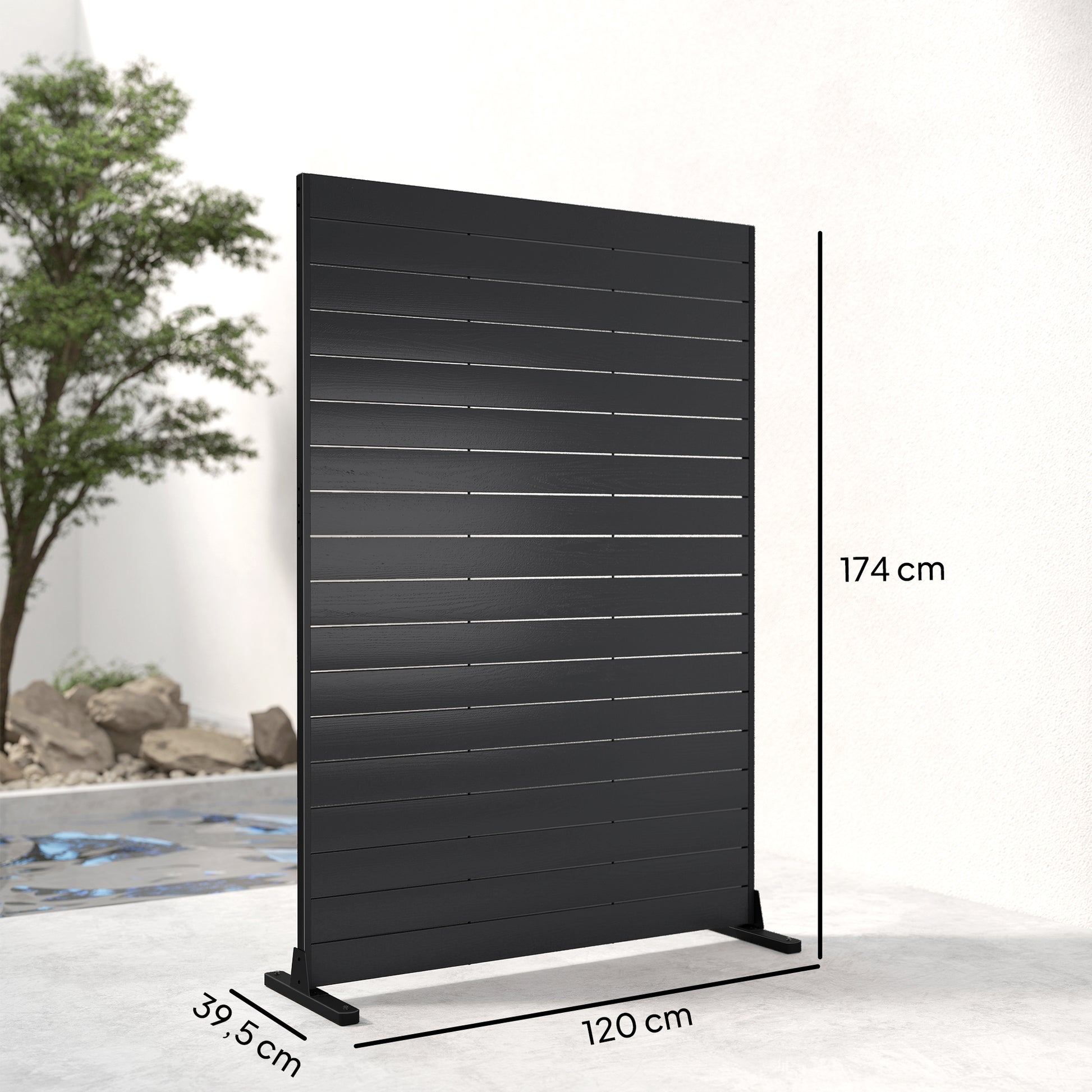 Outsunny Biombo De 6 Paneles De Hdpe 120x174 Cm Con Soporte Negro_2