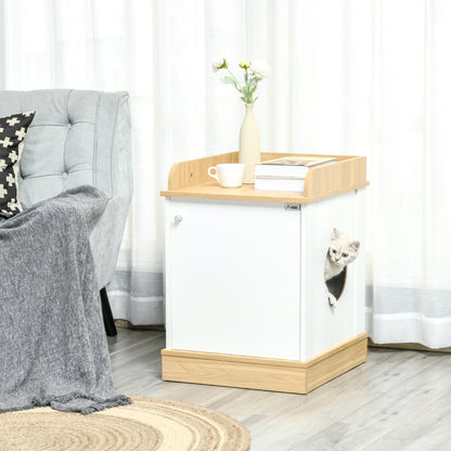 Pawhut Casa Gatos De Madera Mueble Arenero Estante Puerta Y Entrada 48,5x53x67cm_1