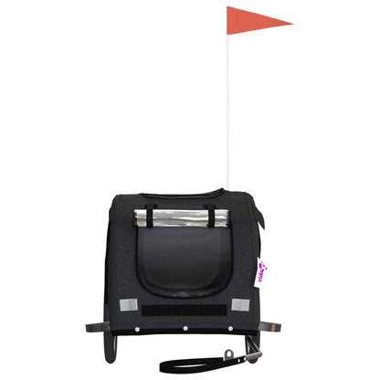 Remolque De Bicicleta Mascotas Hierro Tela Oxford Negro_3