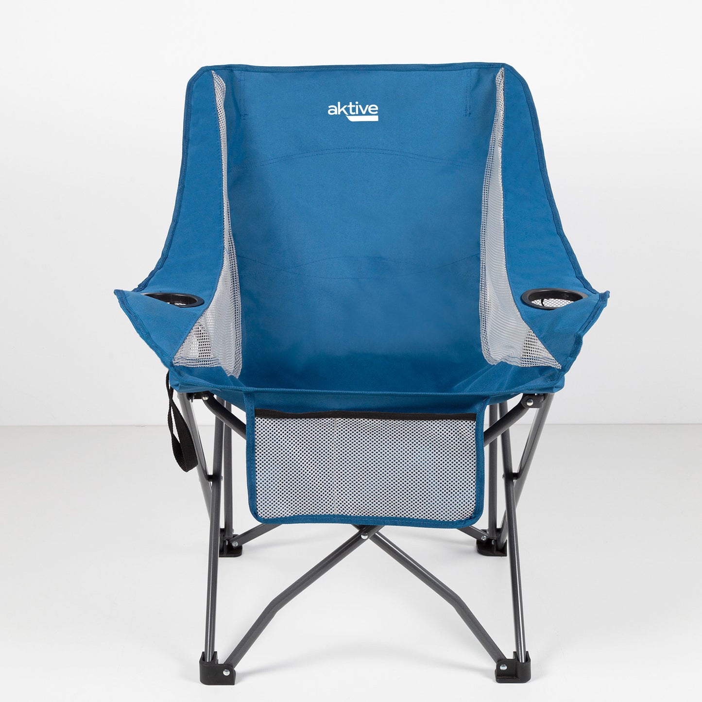 Pack 2 Sillones Plegables Camping Antivuelco Azul C/posavasos Y Bolsillo Aktive_1