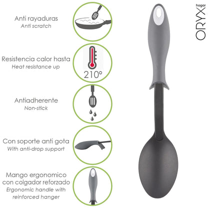 Cuchara Servir Cocina Nylon Con Mango Antigotas Engomado 32,5x6cm_0