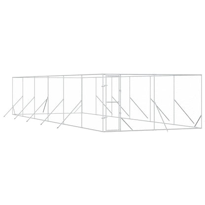 Perrera De Exterior Acero Galvanizado Plateado 4x12x2 M_0