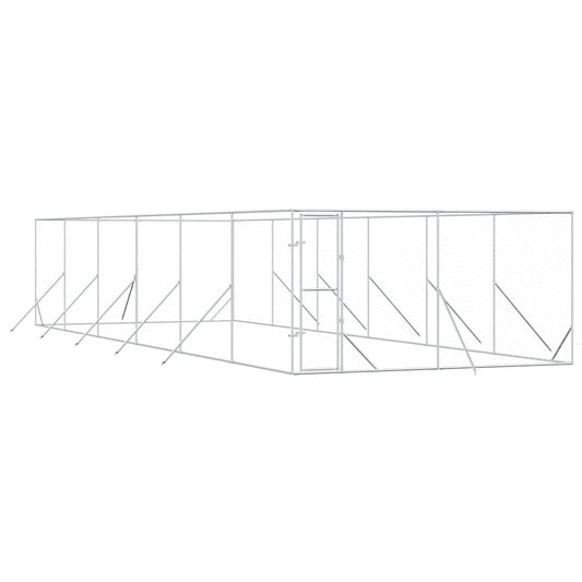 Perrera De Exterior Acero Galvanizado Plateado 4x12x2 M_0