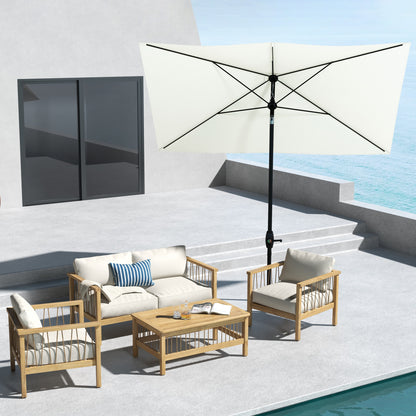 Outsunny Sombrilla De Terraza Exterior 3x2 M Con Ángulo Ajustable Beige_1