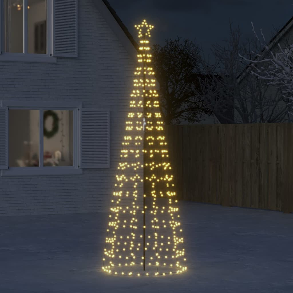 Vidaxl Árbol De Navidad Led Con Estacas 570 Leds Blanco Cálido 300 Cm_1