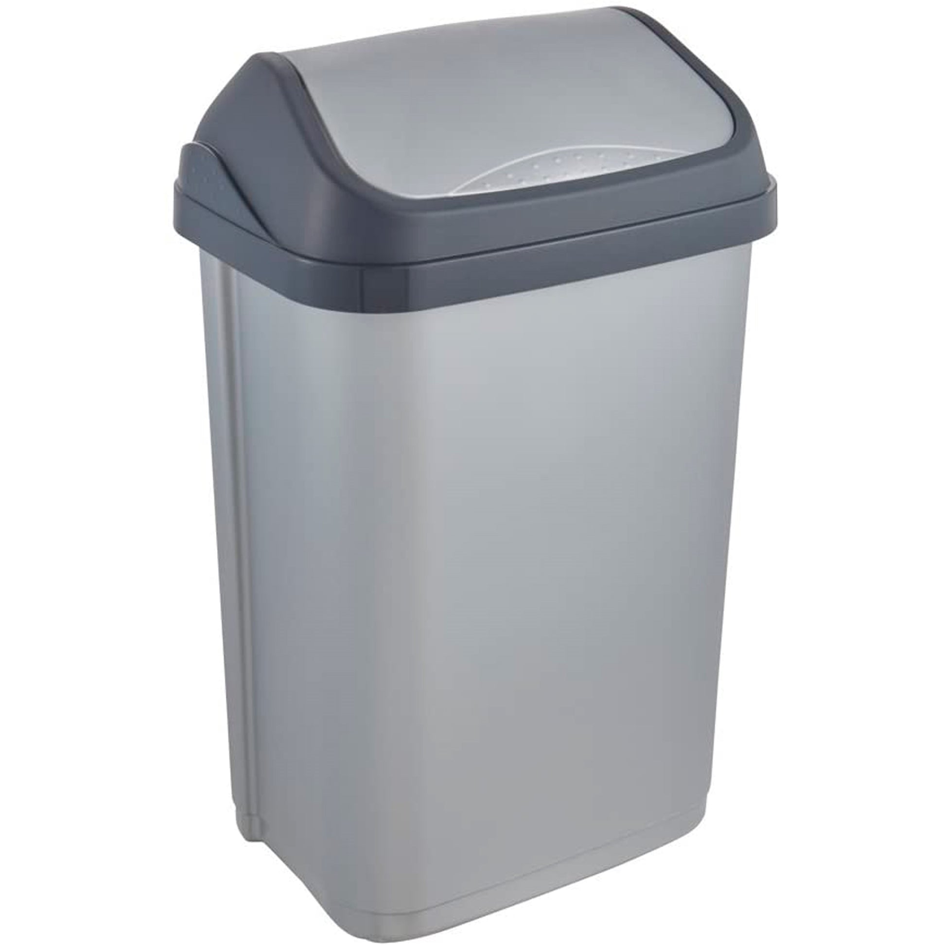 Pack De 3 Cubos De Basura Con Tapa Deslizante Swantje 10/25/50 Litros En Color Plateado_1