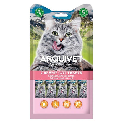 Petiscos cremosos para gatos Salmão cremoso Arquivet 5x14 g