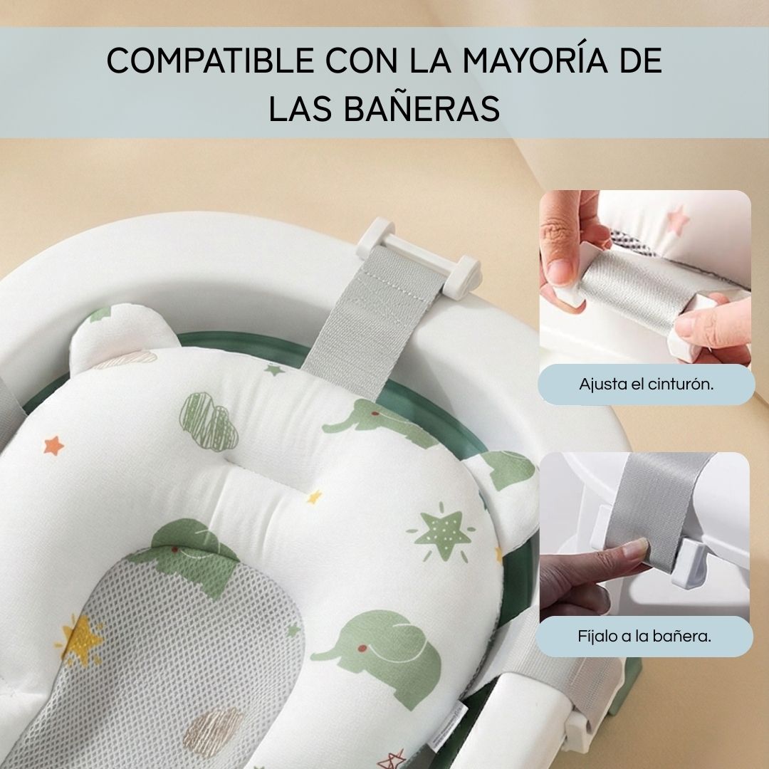 Bathby Cojín De Baño Antideslizante Con Estampado De Elefantes Para Bebés, Cómodo Y Seguro_5