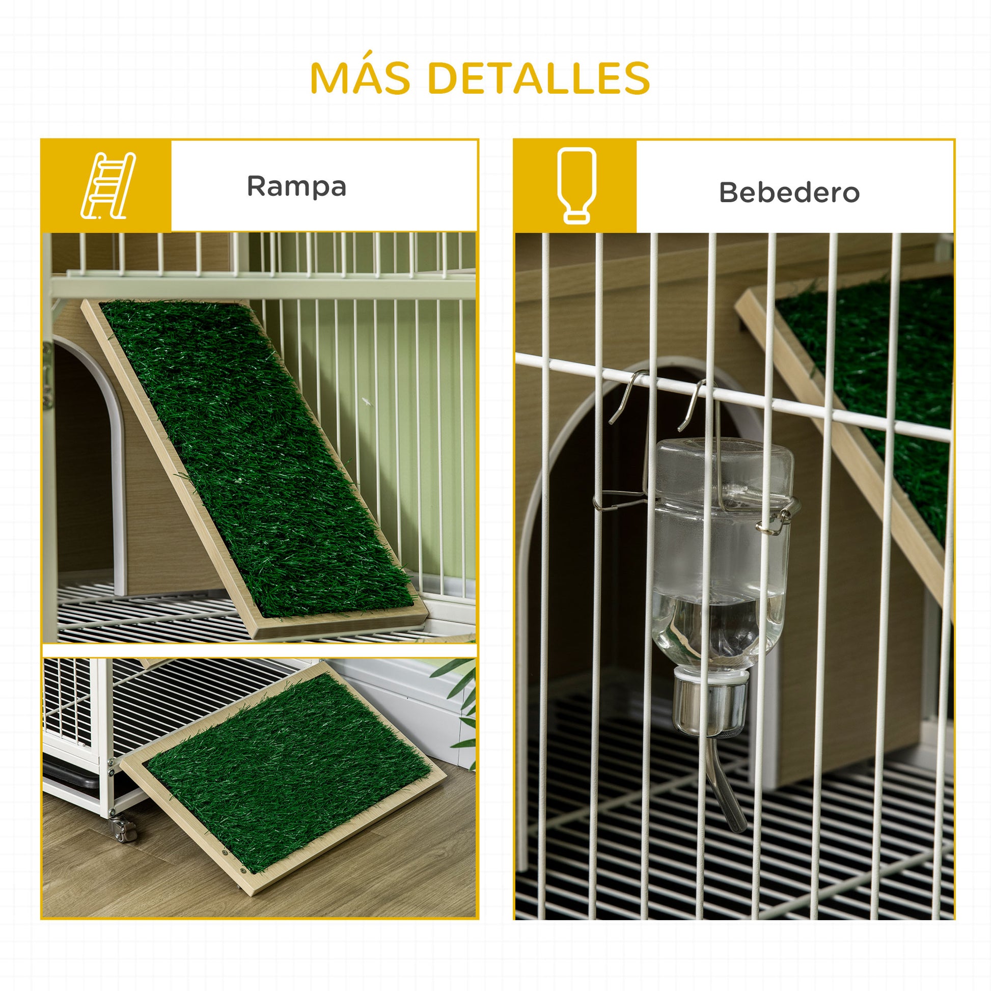 Pawhut Conejera De Madera Con Ruedas 78x52,5x76,5 Cm Techo Abrible Corral Acero_3