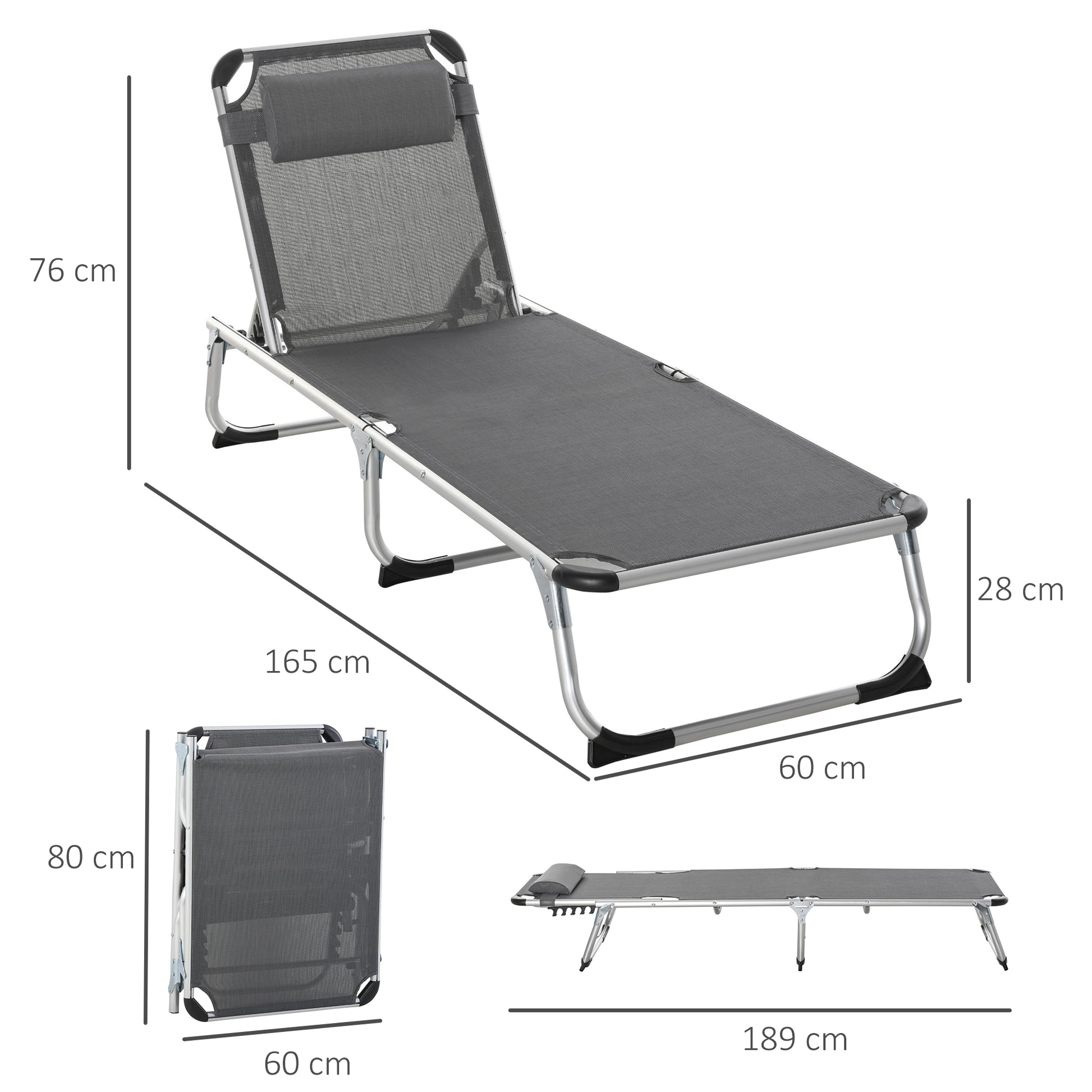 Outsunny Conjunto De 2 Tumbonas Plegables De Aluminio 165x60x76 Cm Gris_2
