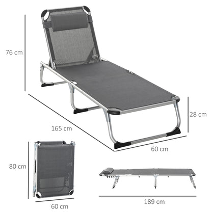 Outsunny Conjunto De 2 Tumbonas Plegables De Aluminio 165x60x76 Cm Gris_2