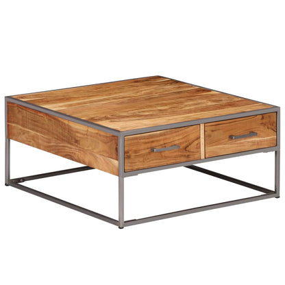 Mesa De Centro De Madera Maciza De Acacia 75x75x35 Cm_1