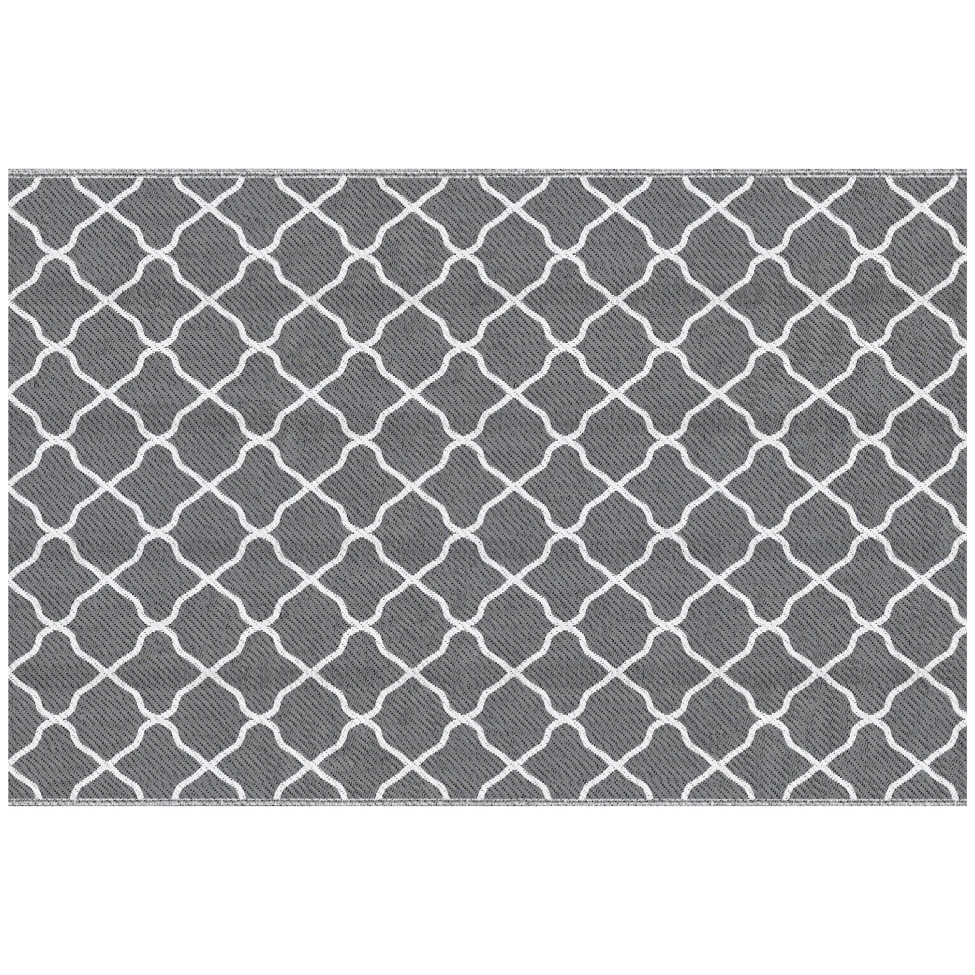 Outsunny Alfombra Exterior 182x274 Cm Reversible De Plástico Impermeable Gris_0