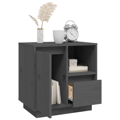 Mesitas De Noche 2 Uds Madera Maciza Pino Gris 50x34x50 Cm_4
