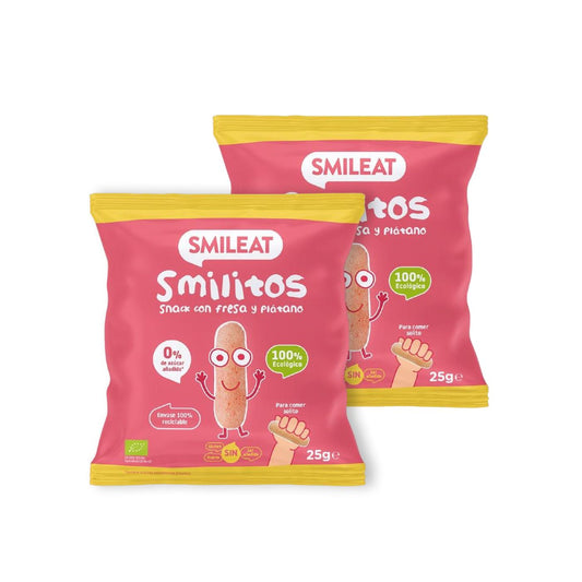 Pack de 2 Smilitos, Morango e Banana Worms ECO Smileat, 25g