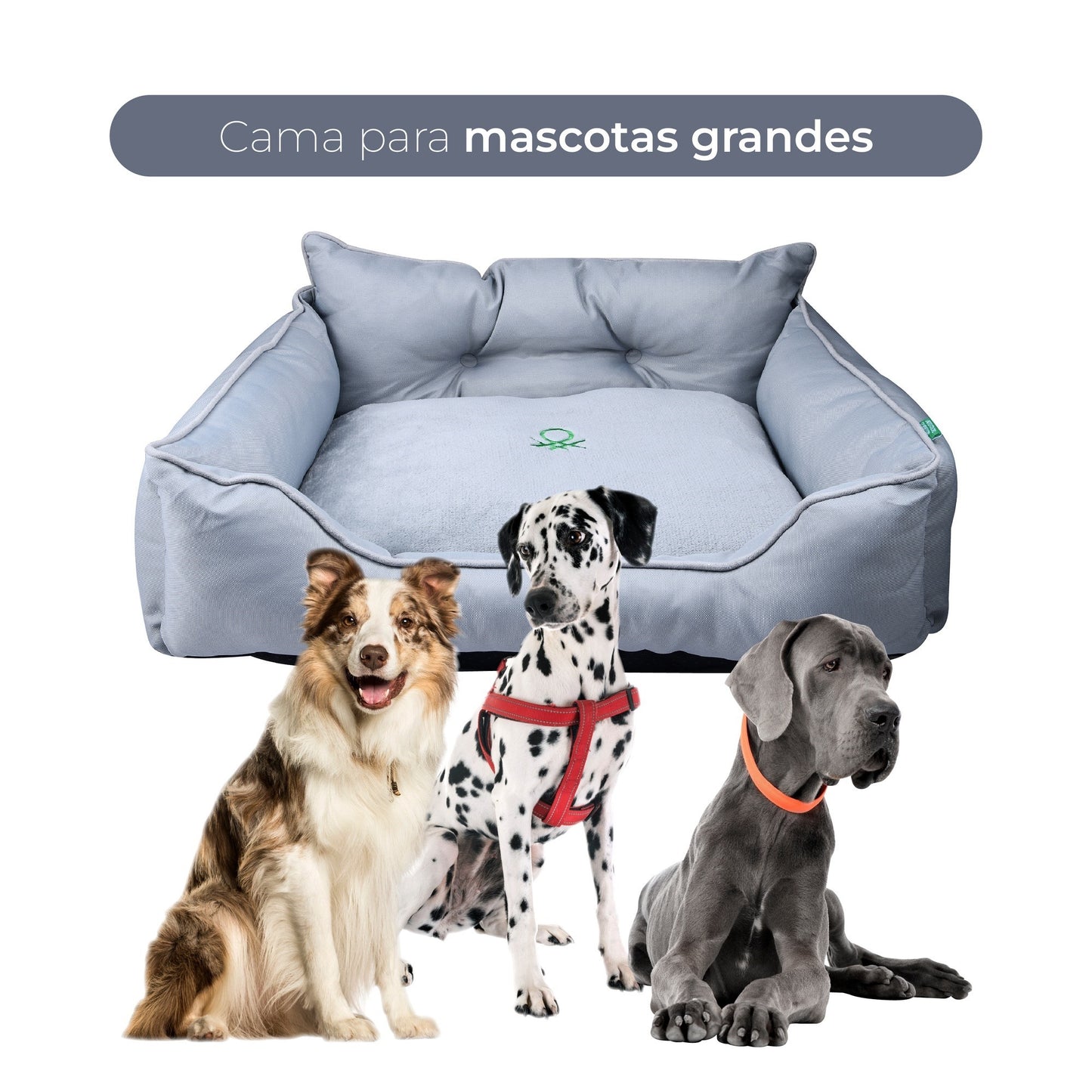 Cama Para Mascota 90x70x28cm Gris + Abrigo Azul Para Mascotas 40cm_3