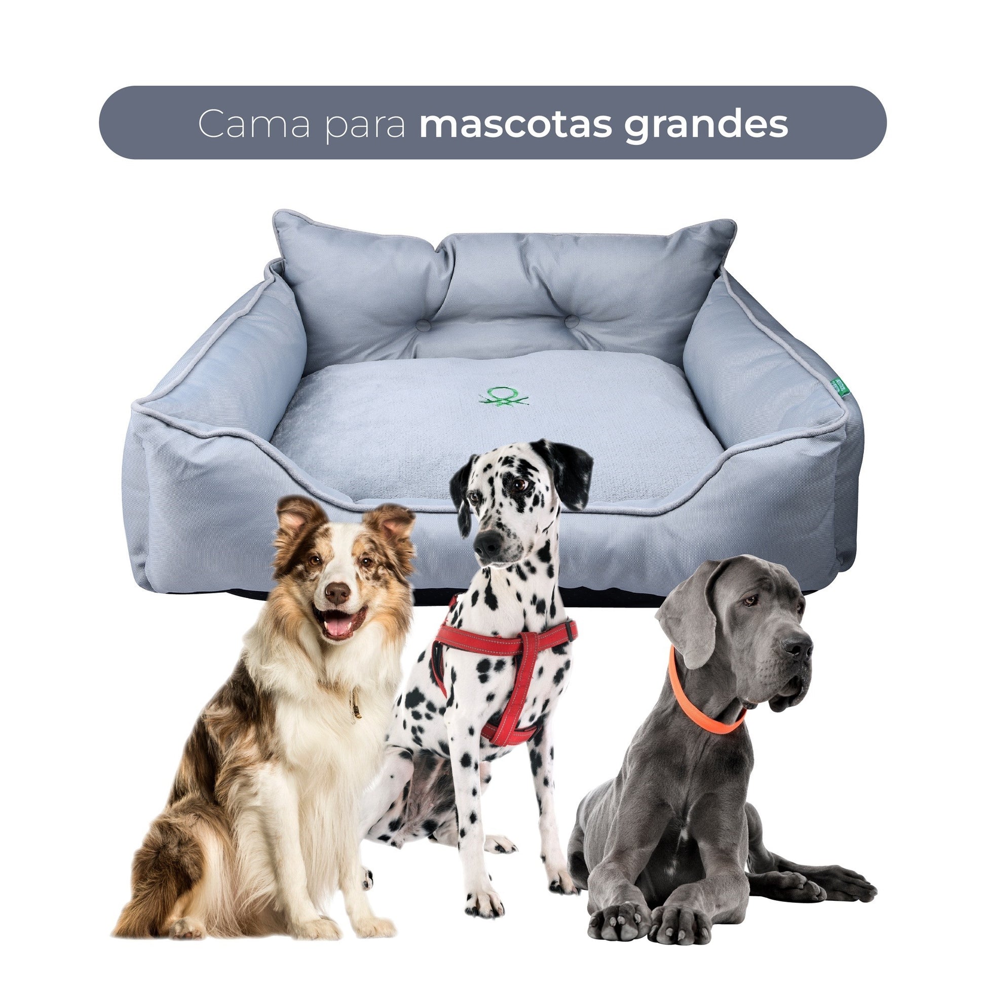 Cama Para Mascota 90x70x28cm Gris + Abrigo Azul Para Mascotas 40cm_3