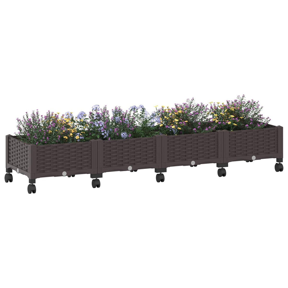 Macetero De Jardín Con Ruedas Marrón 160 X 40 X 29 Cm Pp_2