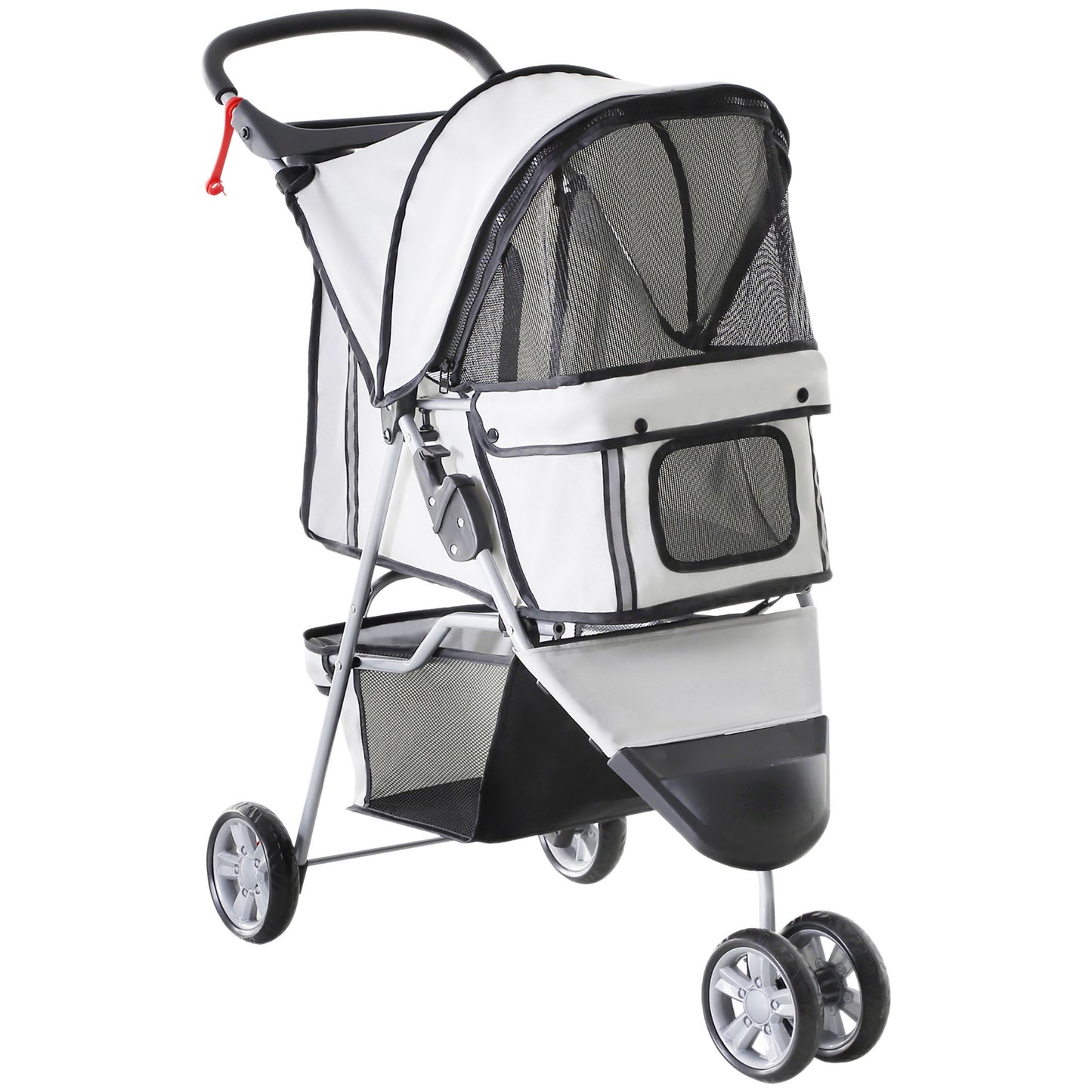Pawhut Carrito Para Perros Plegable Con Cesta De Almacenaje 75x45x97 Cm Gris_0