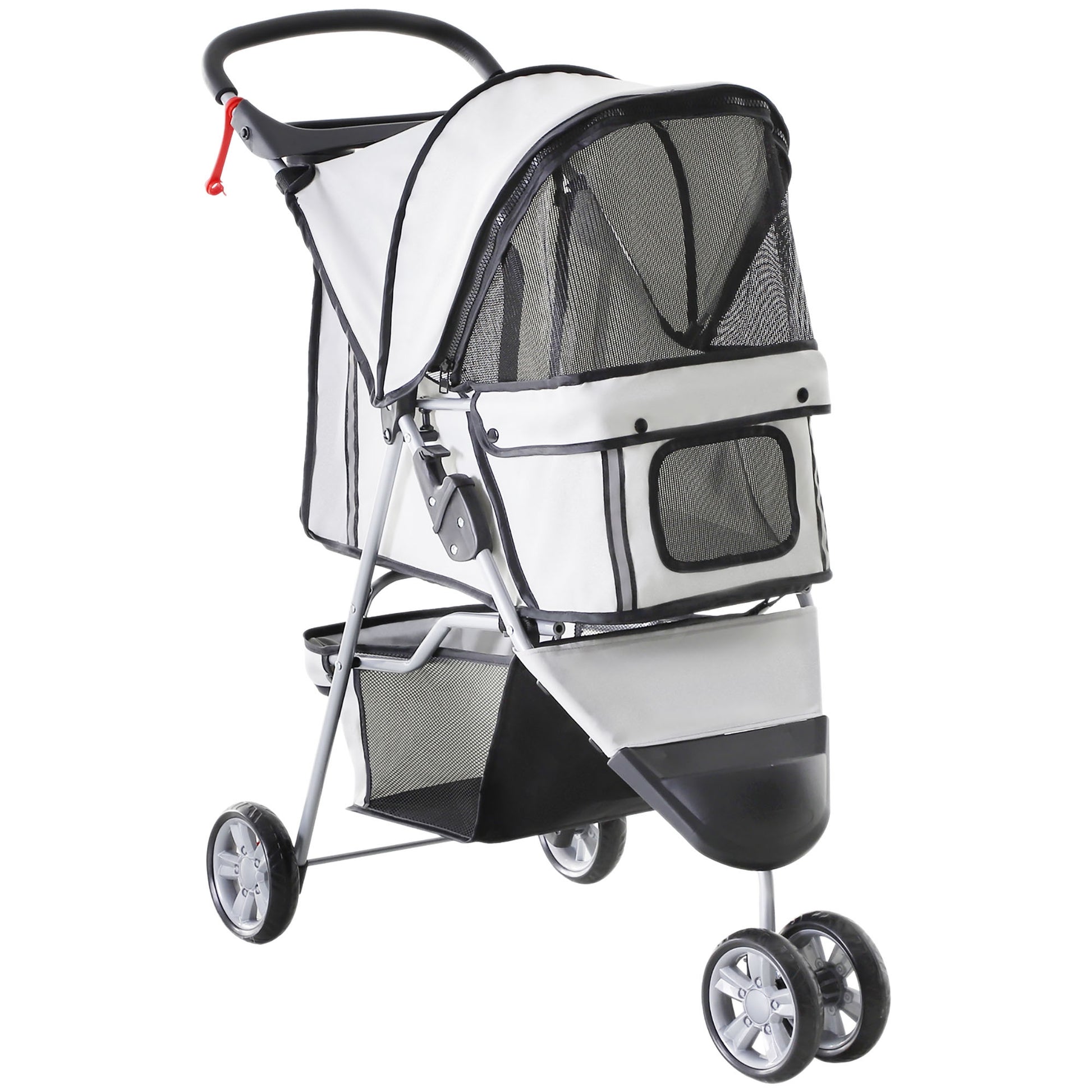 Pawhut Carrito Para Perros Plegable Con Cesta De Almacenaje 75x45x97 Cm Gris_0