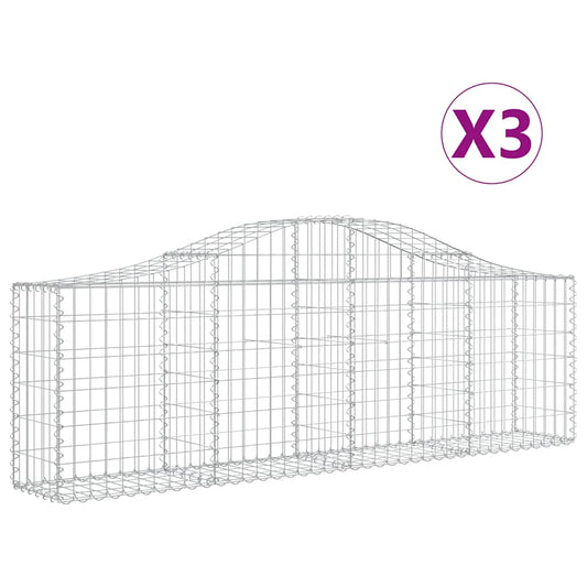 Cestas Gaviones 3 Uds Forma De Arco Hierro 200x30x60/80 Cm_0