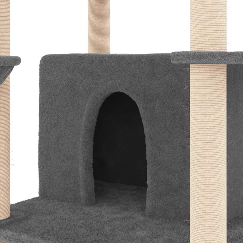 Rascador Para Gatos Con Postes De Sisal Gris Oscuro 166 Cm_5